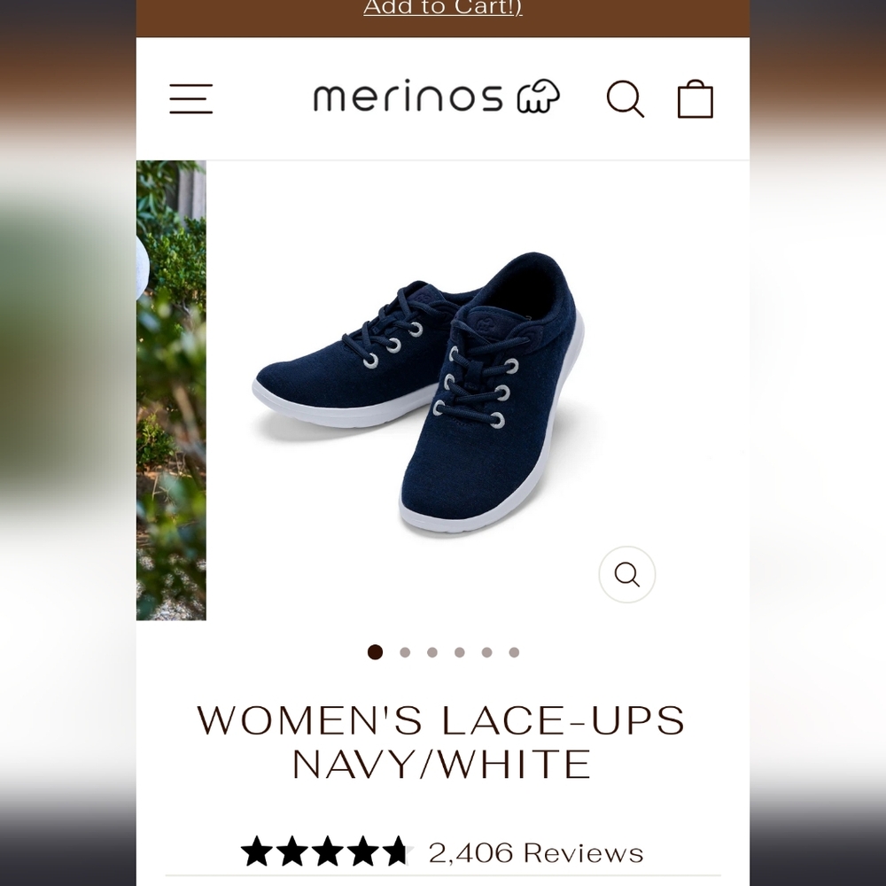 merinos Wool Sneakers, Navy Size 8 Wide